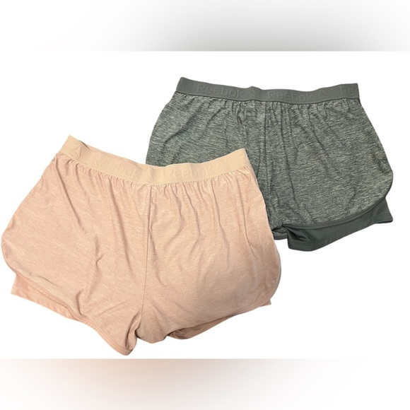 2 Pair Reebok Running Lined w/ Under/Biker Shorts Soft Athletic Shorts - Picture 2 of 6